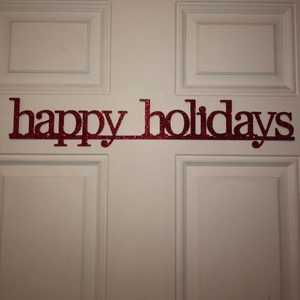 Happy Holidays Magnetic Door Sign Christmas‎ Decor Decoration Glitter